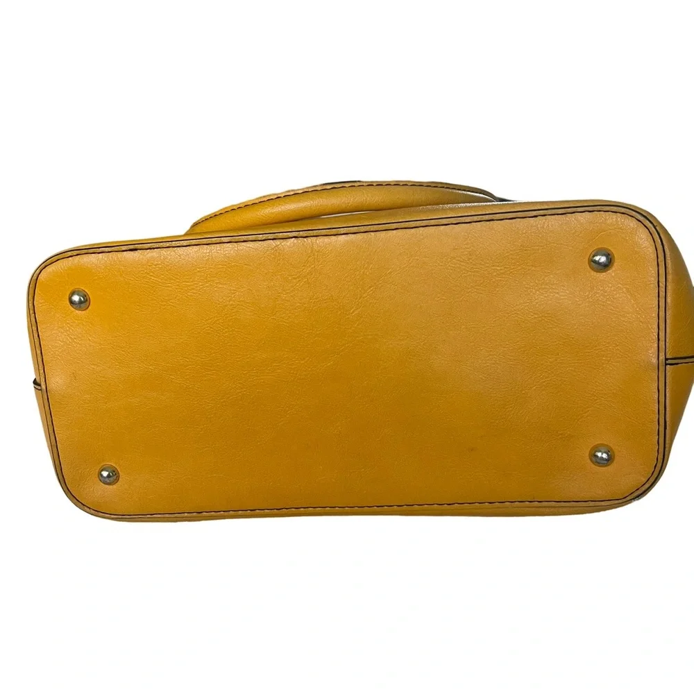 LONDON FOG Golden Yellow Faux Leather Satchel Bag Purse. Nice